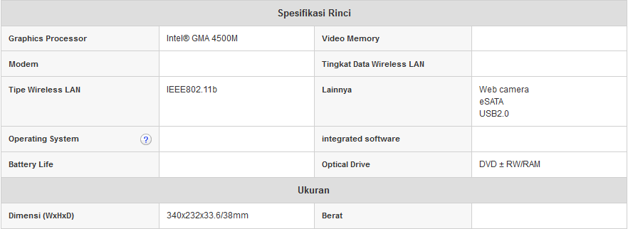Spesifikasi Laptop Toshiba Satellite L510