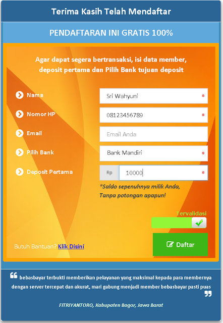 cara daftar bebasbayar